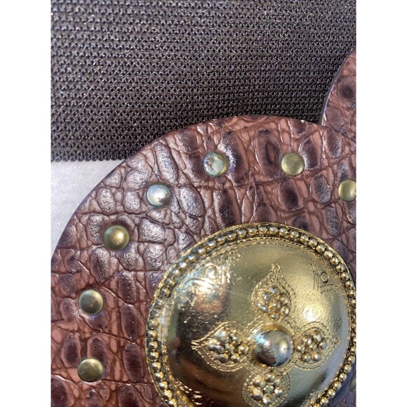 Tez Leather Belt Women Western Stud Floral Buckle Snap Boho vintage 80s - Picture 10 of 11